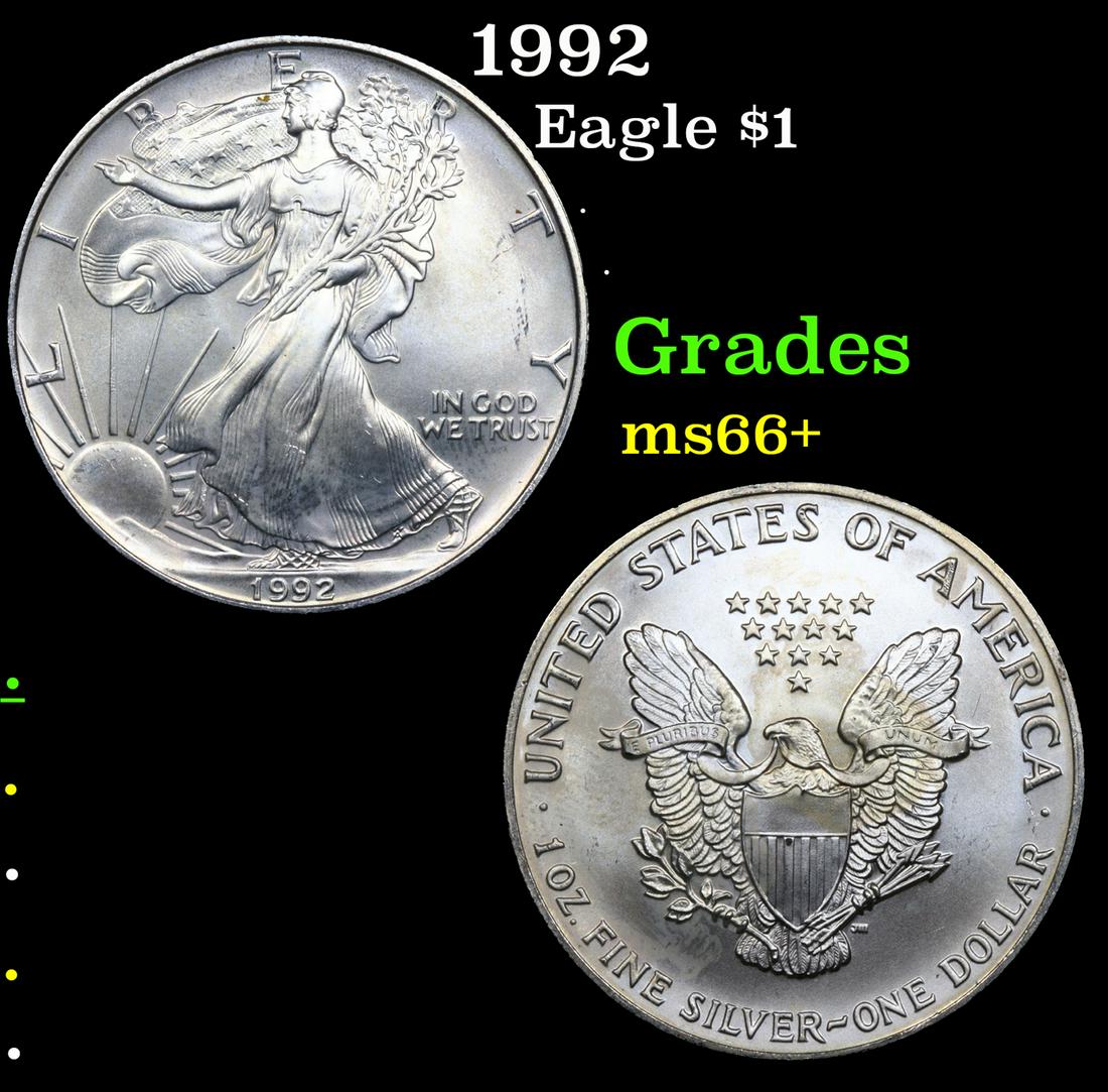 1992 Silver Eagle Dollar $1 Grades GEM++ Unc (1 of 3)