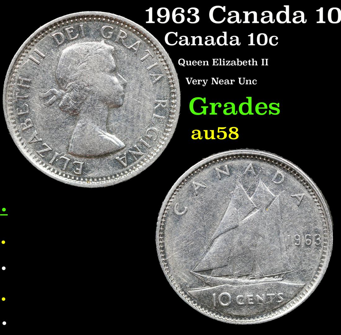 1963 Canada 10 Cents 10c KM-51 Grades Choice AU/BU Slider (1 of 3)