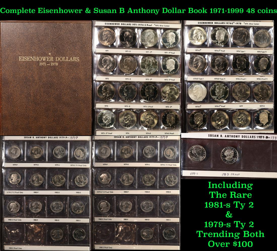 Complete Eisenhower & Susan B Anthony Dollar Book 1971-1999 48 coins (1 of 7)