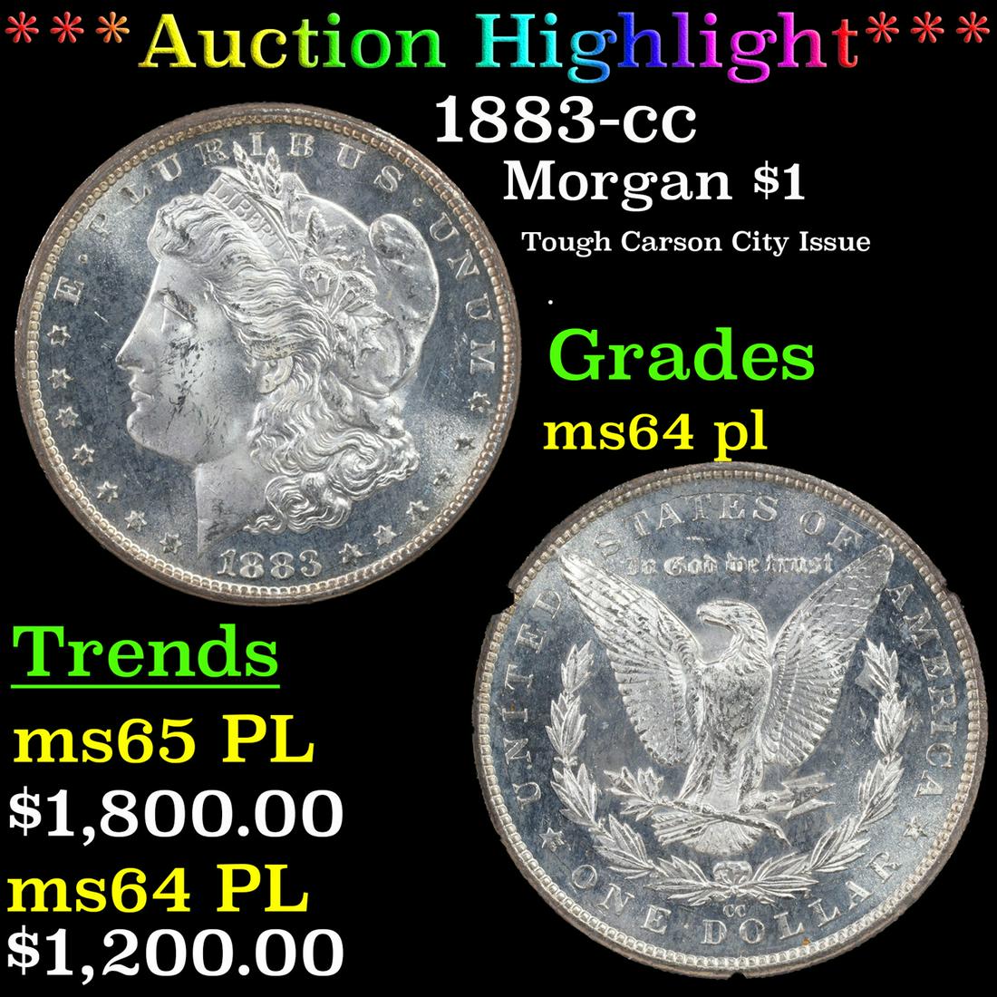 NGC 1883-cc Morgan Dollar $1 Graded ms64 pl By NGC (1 of 6)