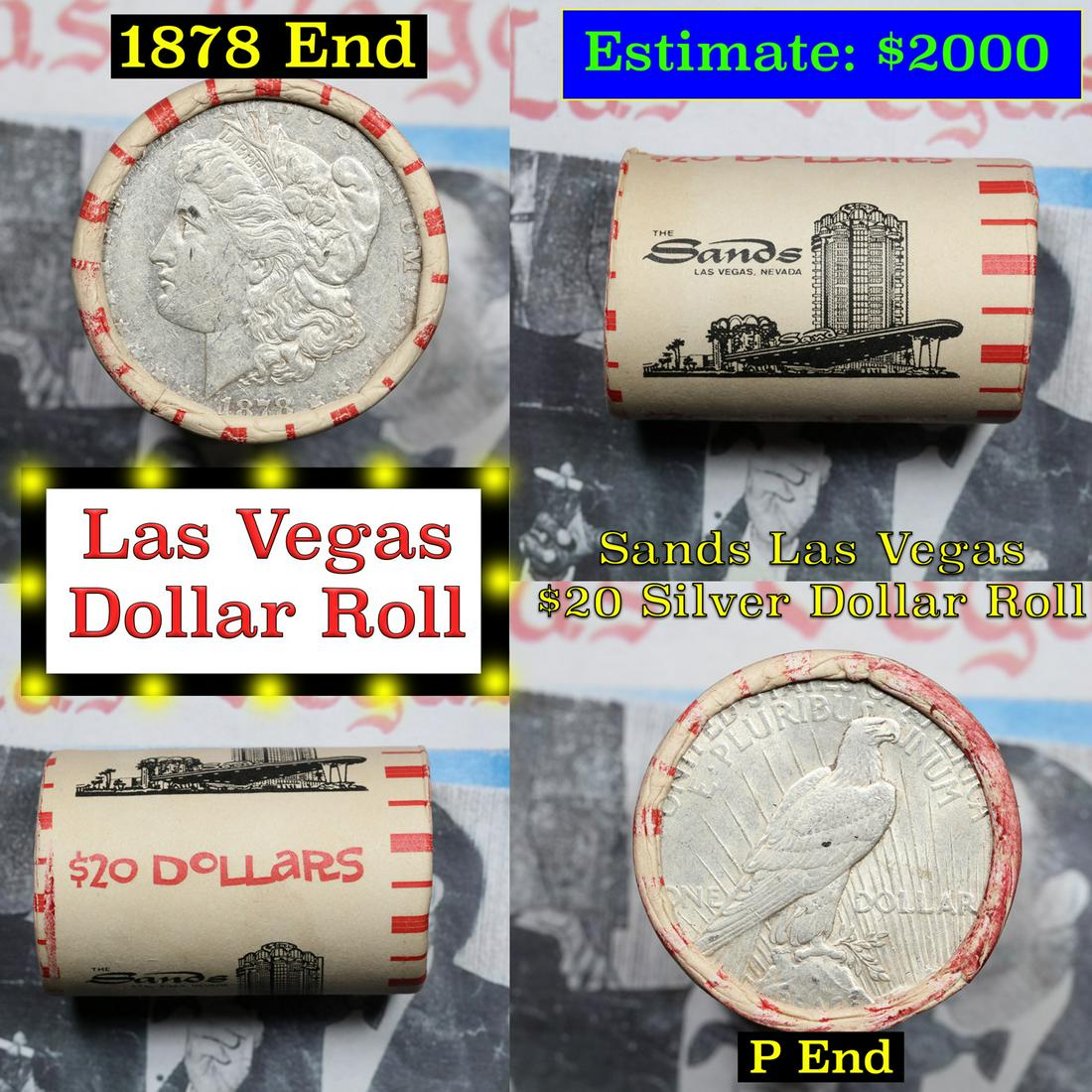 ***Auction Highlight*** Full Morgan/Peace Casino Las Vegas Sands silver $1 roll $20, 1878 & P end (1 of 5)