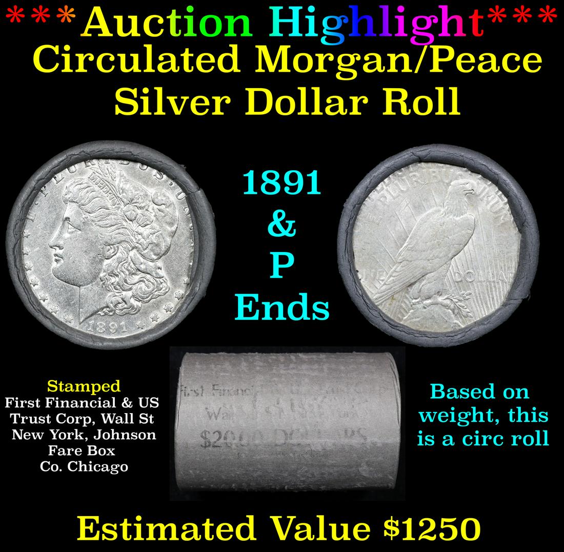 ***Auction Highlight***  First Financial Shotgun 1891 & 'P' Ends Mixed Morgan/Peace Silver dollar (1 of 4)