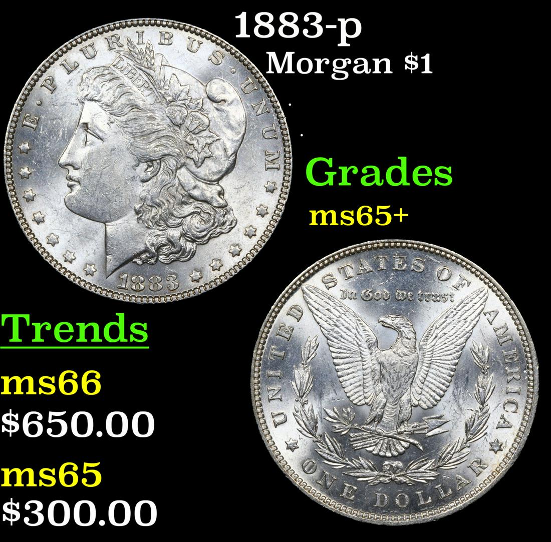 1883-p Morgan Dollar $1 Grades GEM+ Unc (1 of 3)