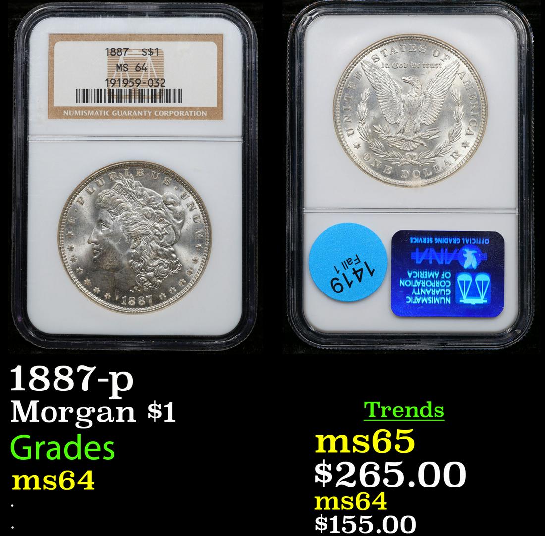NGC 1887-p Morgan Dollar $1 Graded ms64 By NGC (1 of 3)