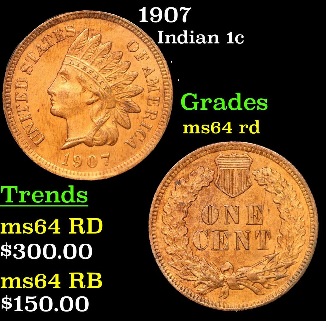 1907 Indian Cent 1c Grades Choice Unc RD (1 of 3)