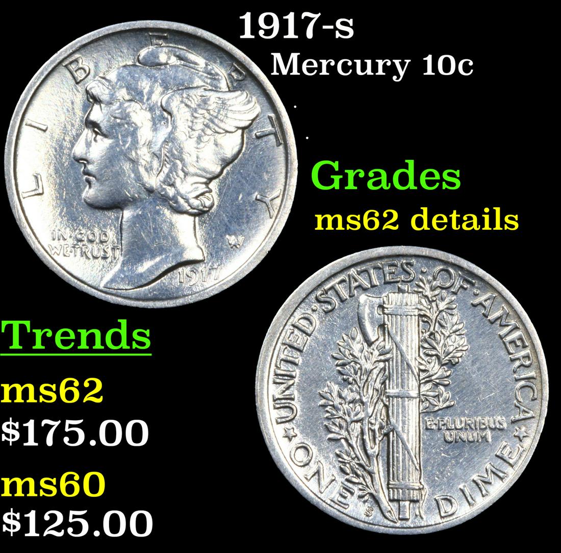 1917-s Mercury Dime 10c Grades Unc Details (1 of 3)