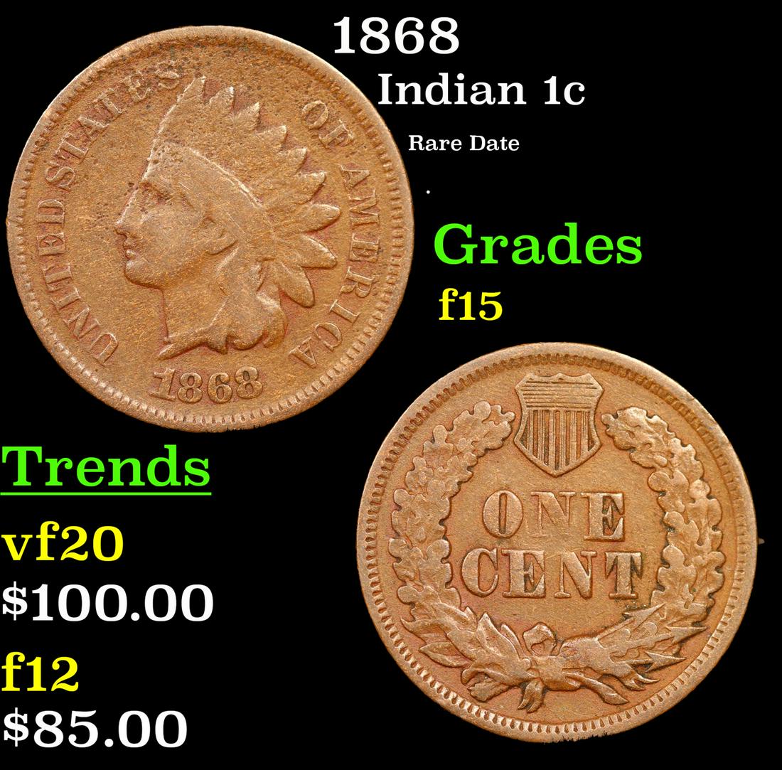 1868 Indian Cent 1c Grades f+ (1 of 3)