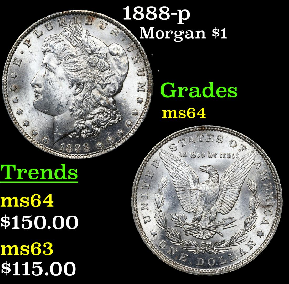 1888-p Morgan Dollar $1 Grades Choice Unc (1 of 3)