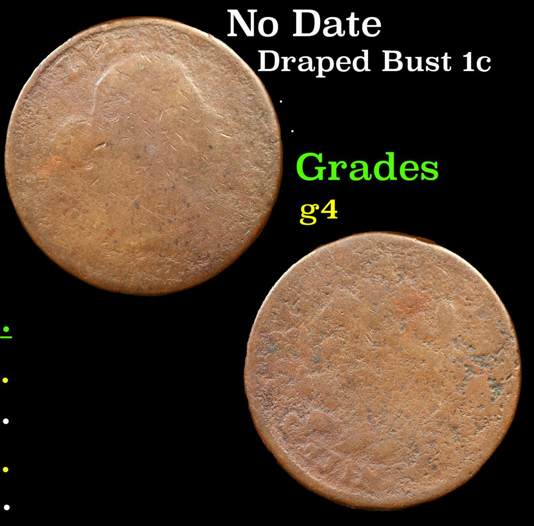 No Date Draped Bust Large Cent 1c Grades g, good (1 of 3)
