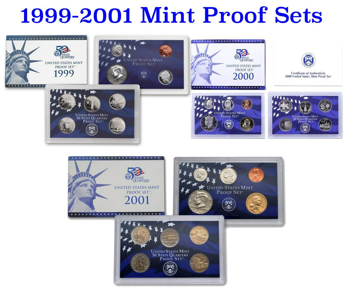 Group of 3, 1999-2001 Mint Proof Set In Original Case, 29 coins (1 of 4)