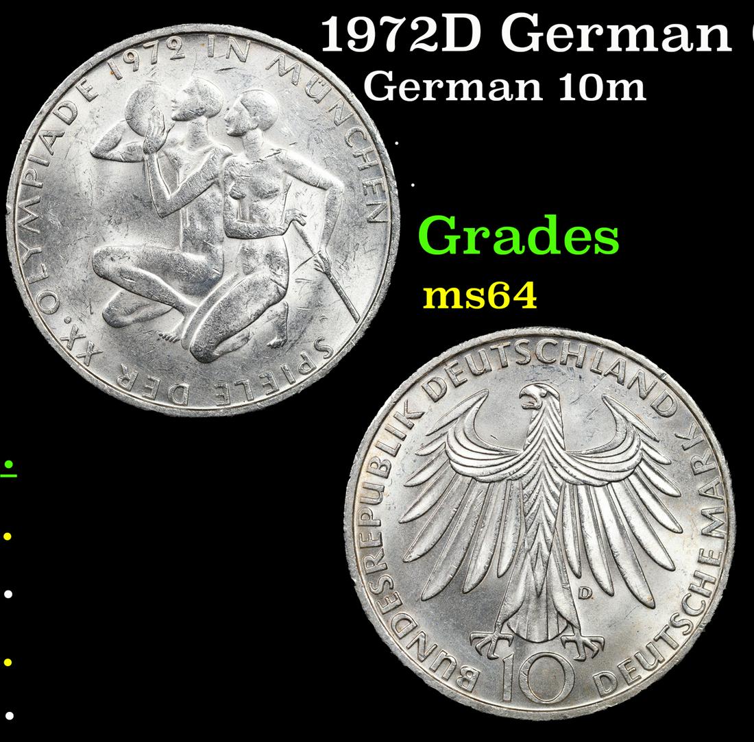 1972D German Olympic Games 10 Mark 10m Grades Choice Unc (1 of 3)