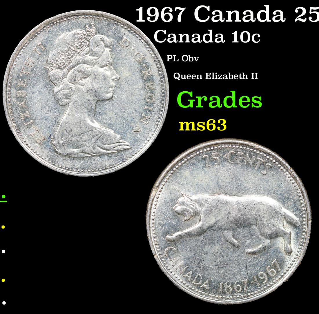 1967 Canada 25 Cents 25c KM-68 Grades Select Unc (1 of 3)