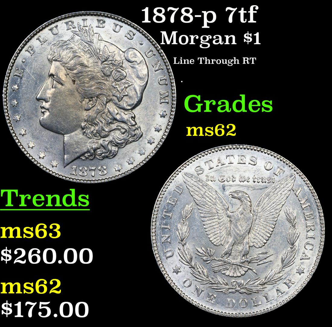 1878-p 7tf Morgan Dollar $1 Grades Select Unc (1 of 3)