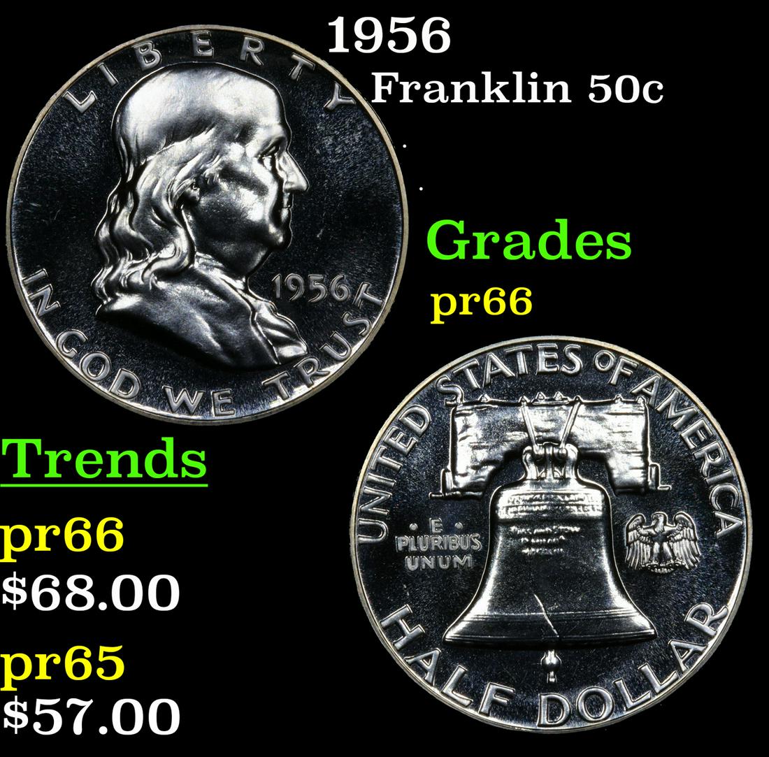 Proof 1956 Franklin Half Dollar 50c Grades GEM+ Proof (1 of 5)