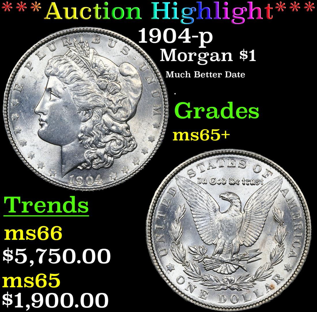***Auction Highlight*** 1904-p Morgan Dollar $1 Graded ms65+ By SEGS (fc) (1 of 3)