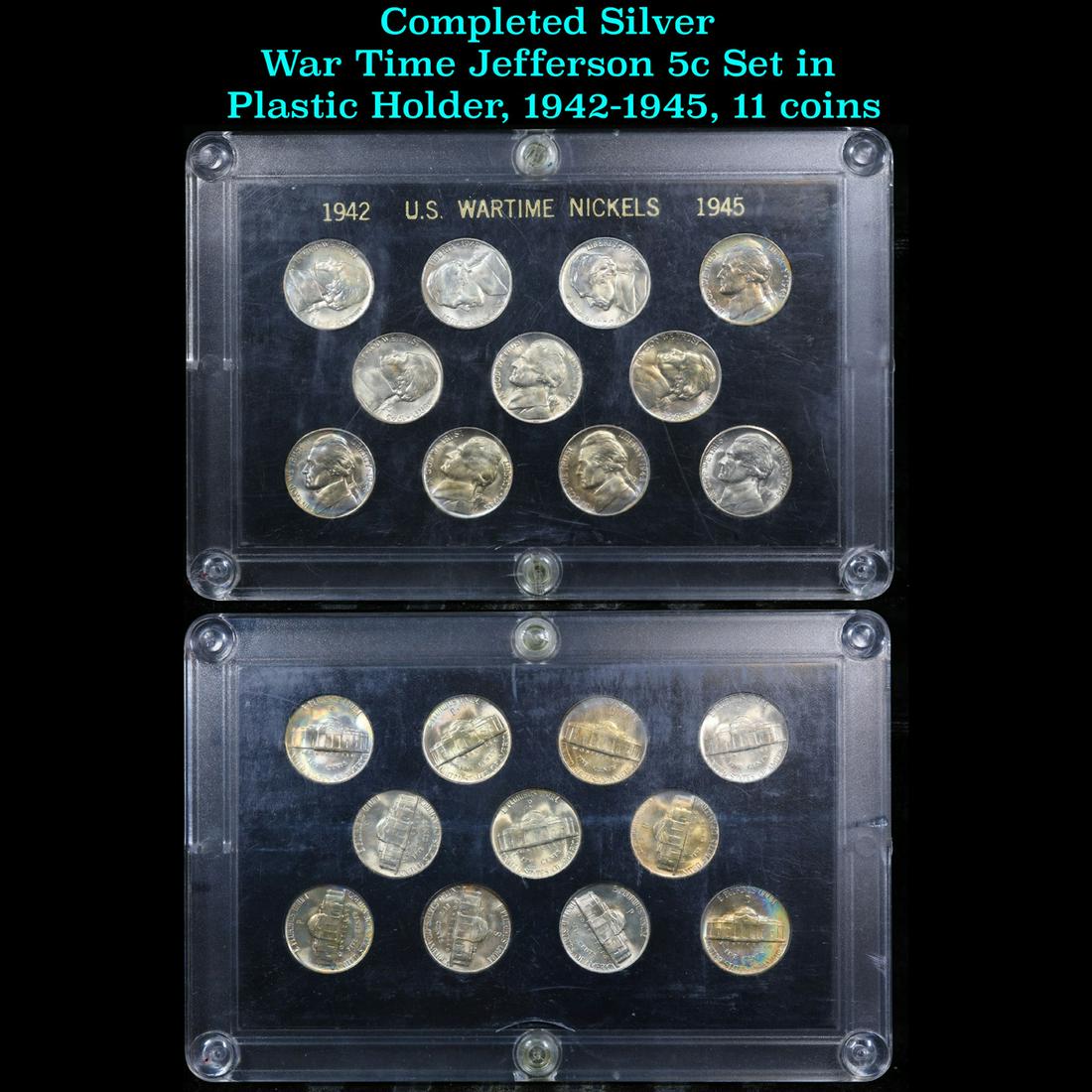 Completed War Time Jefferson 5c in Plastics Holder, 1942-1945, 11 coins (1 of 3)