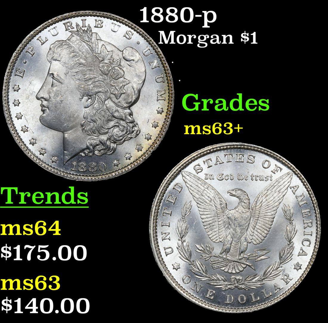 1880-p Morgan Dollar $1 Grades Select+ Unc (1 of 3)