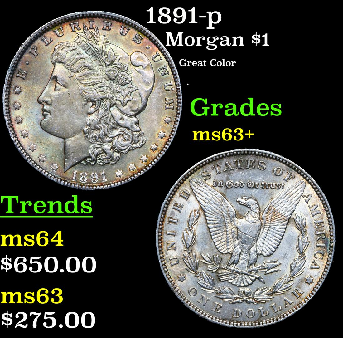 1891-p Morgan Dollar $1 Grades Select+ Unc (1 of 3)