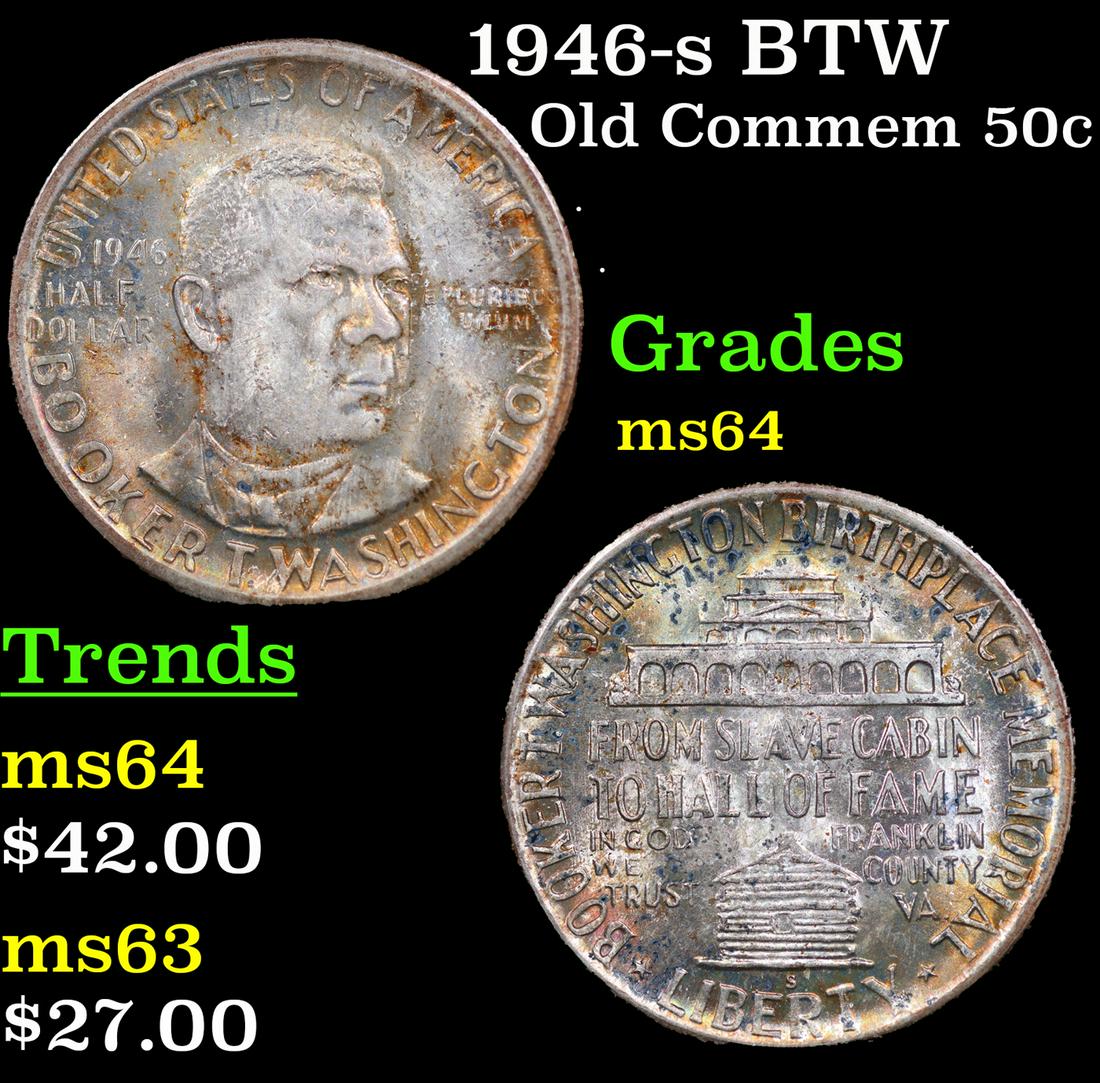 1946-s BTW Old Commem Half Dollar 50c Grades Choice Unc (1 of 3)