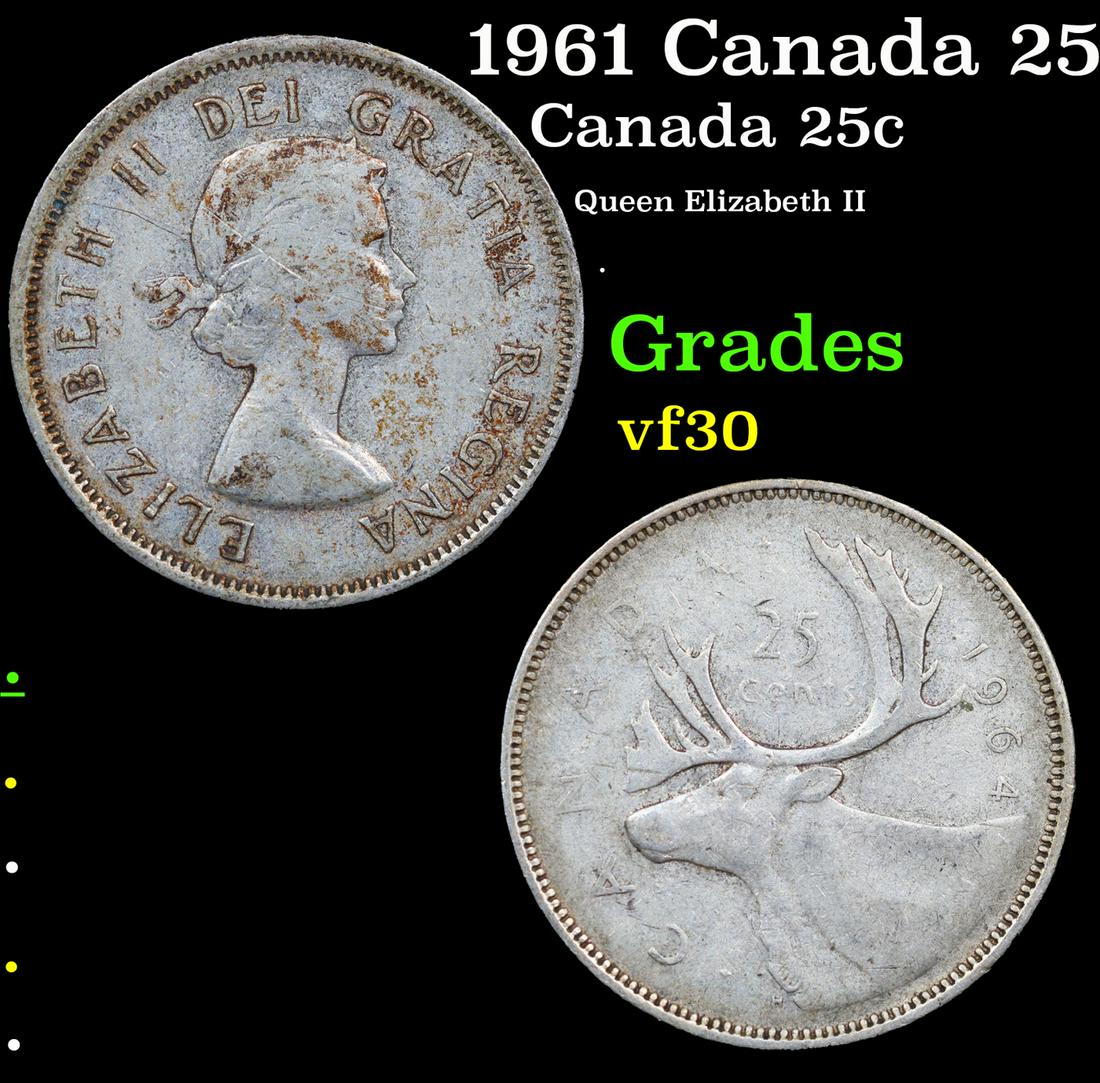 1961 Canada 25 Cents 25c KM-52 Grades vf++ (1 of 3)