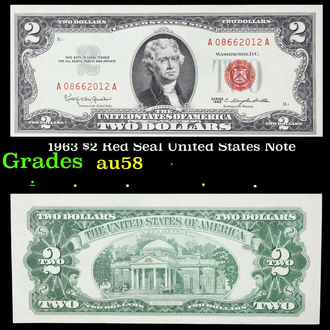 1963 $2 Red Seal United States Note Grades Choice AU/BU Slider (1 of 3)