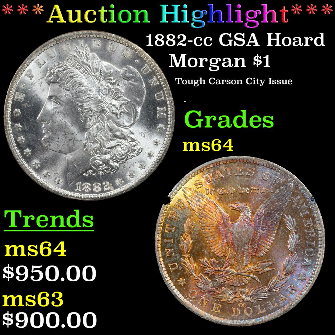 ***Auction Highlight***1882-cc Morgan Dollar GSA Hoard $1 Grades Choice Unc (1 of 6)