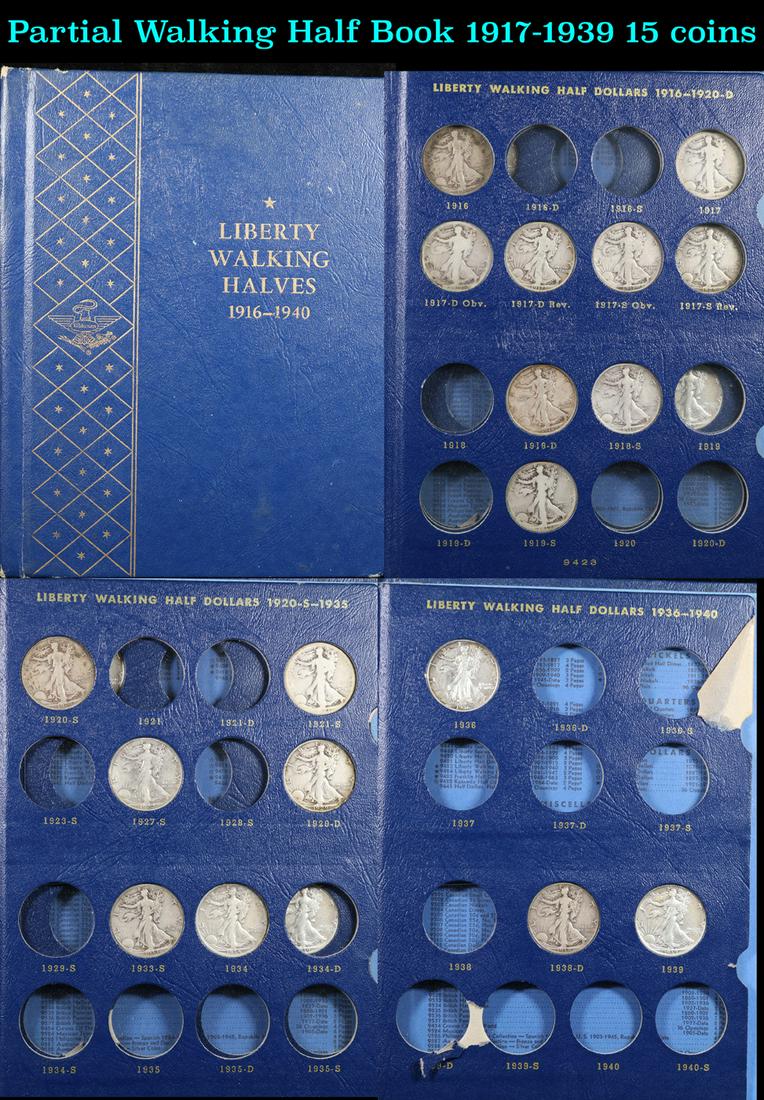 Partial Walking Half Book 1917-1939 15 coins (1 of 5)