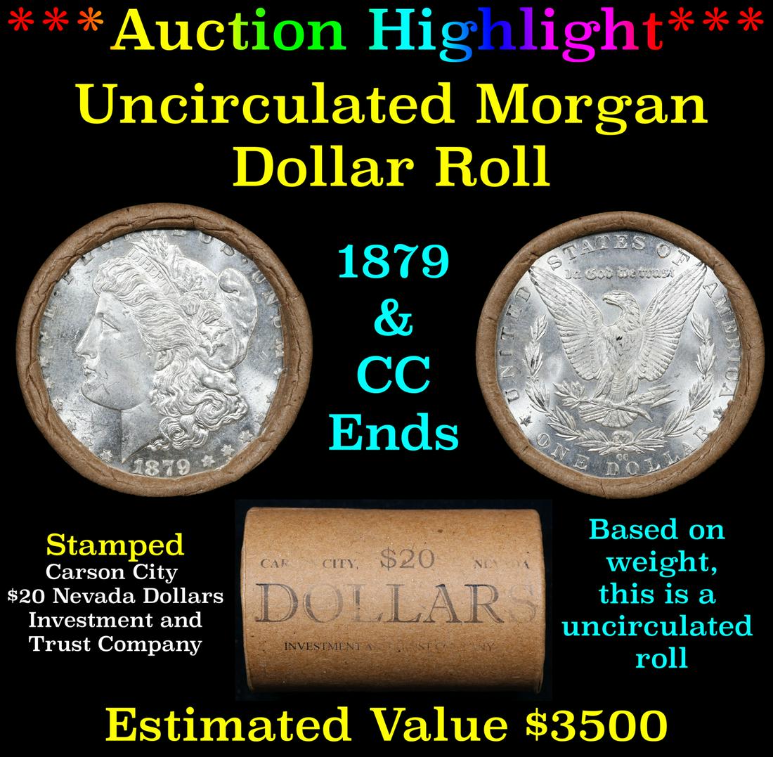 ***Auction Highlight*** 1879 & CC Uncirculated Morgan Dollar Shotgun Roll (fc) (1 of 4)
