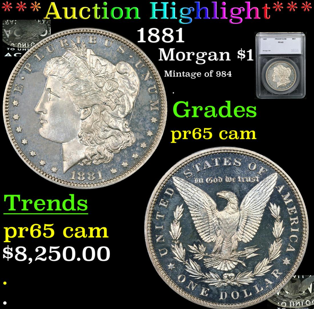 Proof ***Auction Highlight*** 1881 Morgan Dollar $1 Graded pr65 cam By SEGS (fc) (1 of 7)