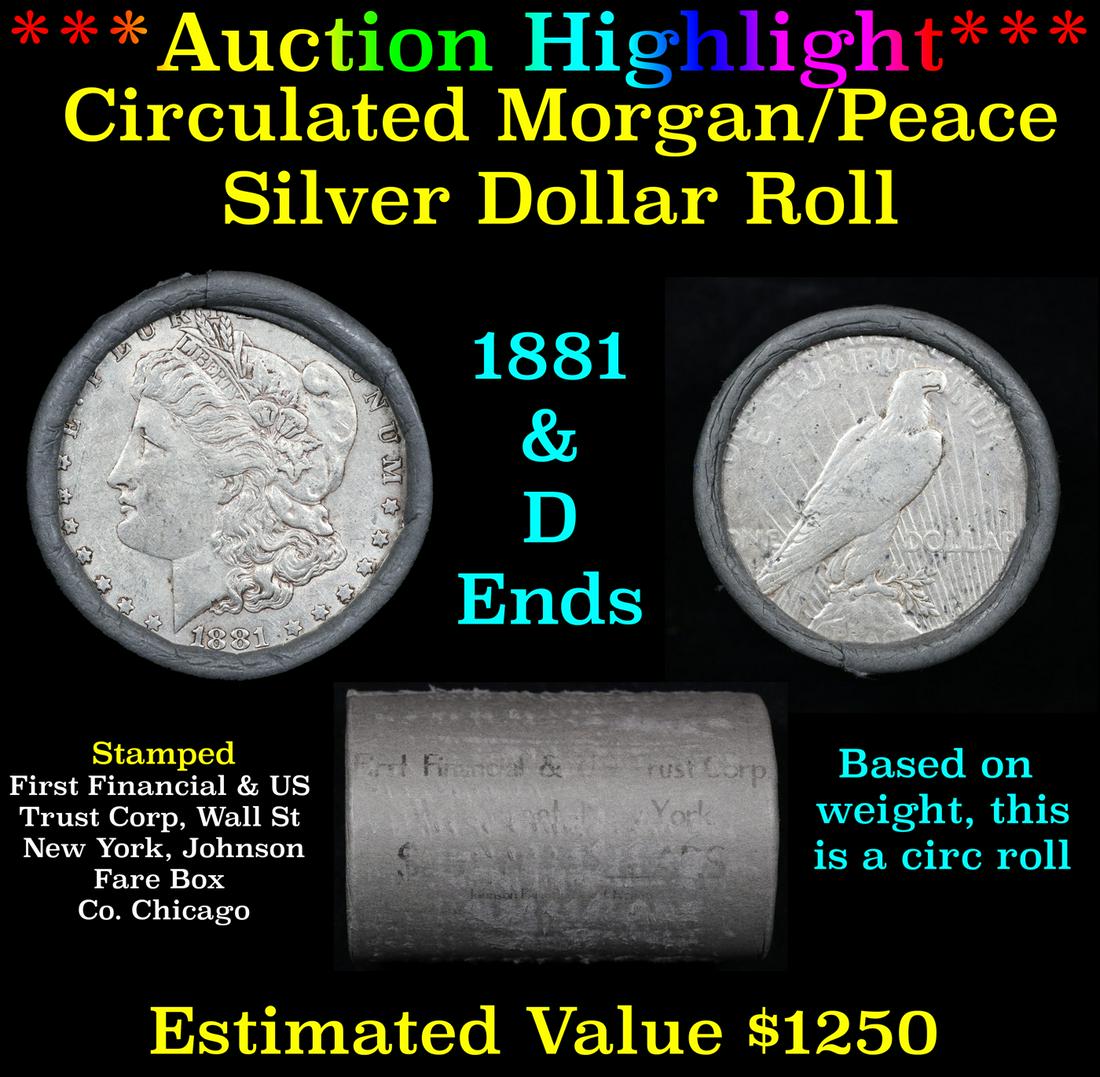 ***Auction Highlight***  First Financial Shotgun 1881 & 'D' Ends Mixed Morgan/Peace Silver dollar (1 of 4)
