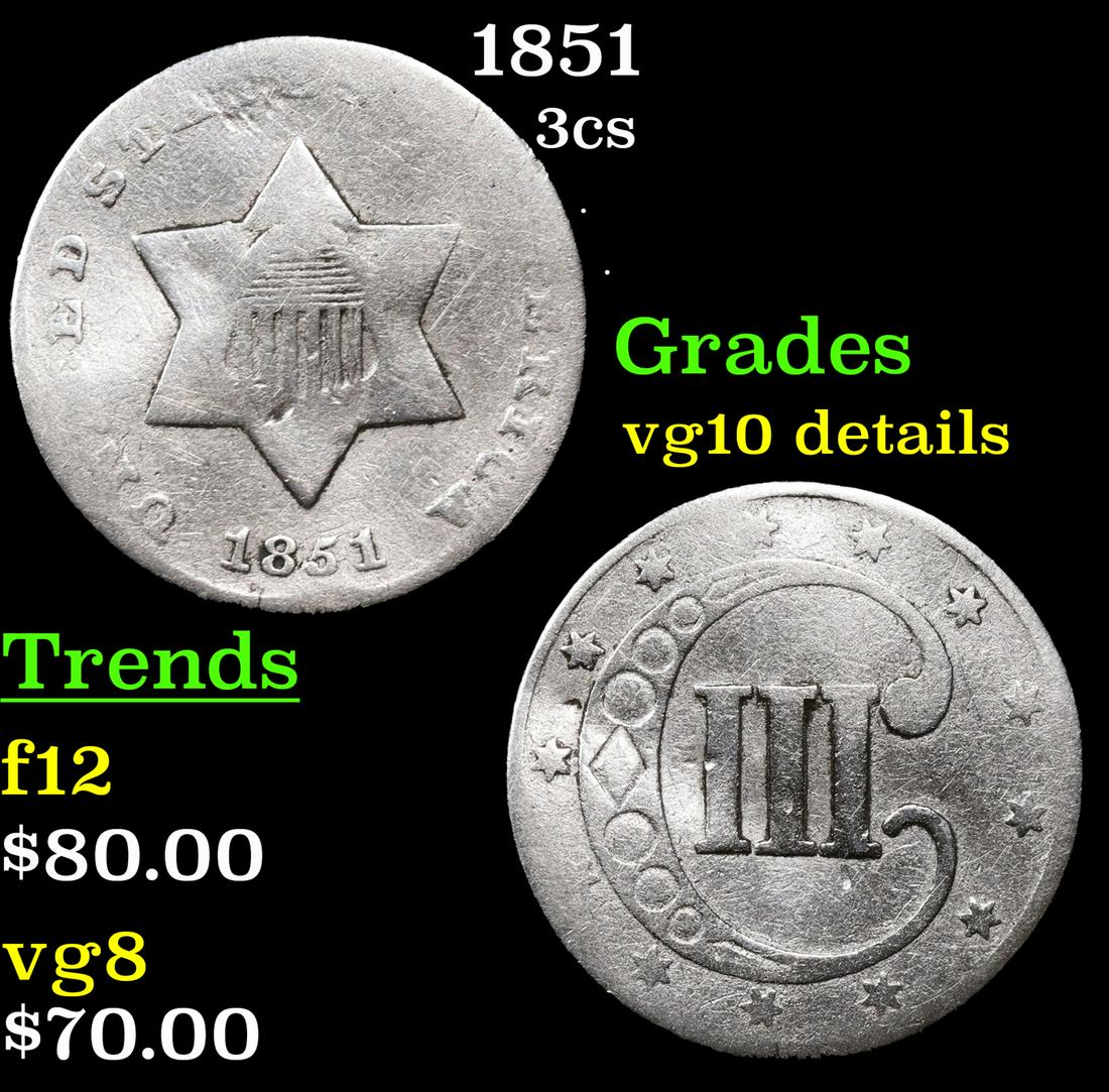 1851 Three Cent Silver 3cs Grades vg details (1 of 3)