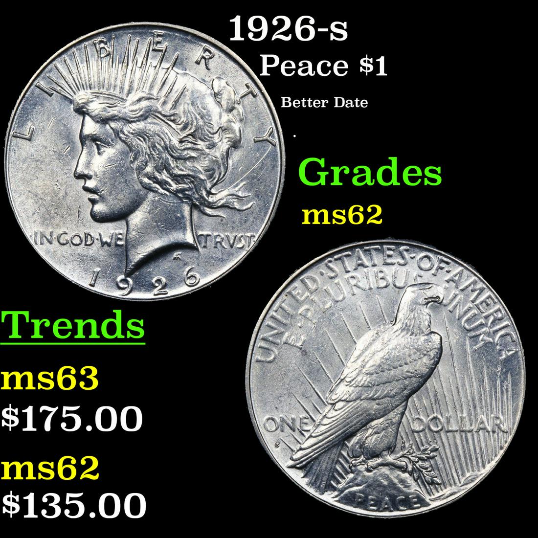 1926-s Peace Dollar $1 Grades Select Unc (1 of 3)