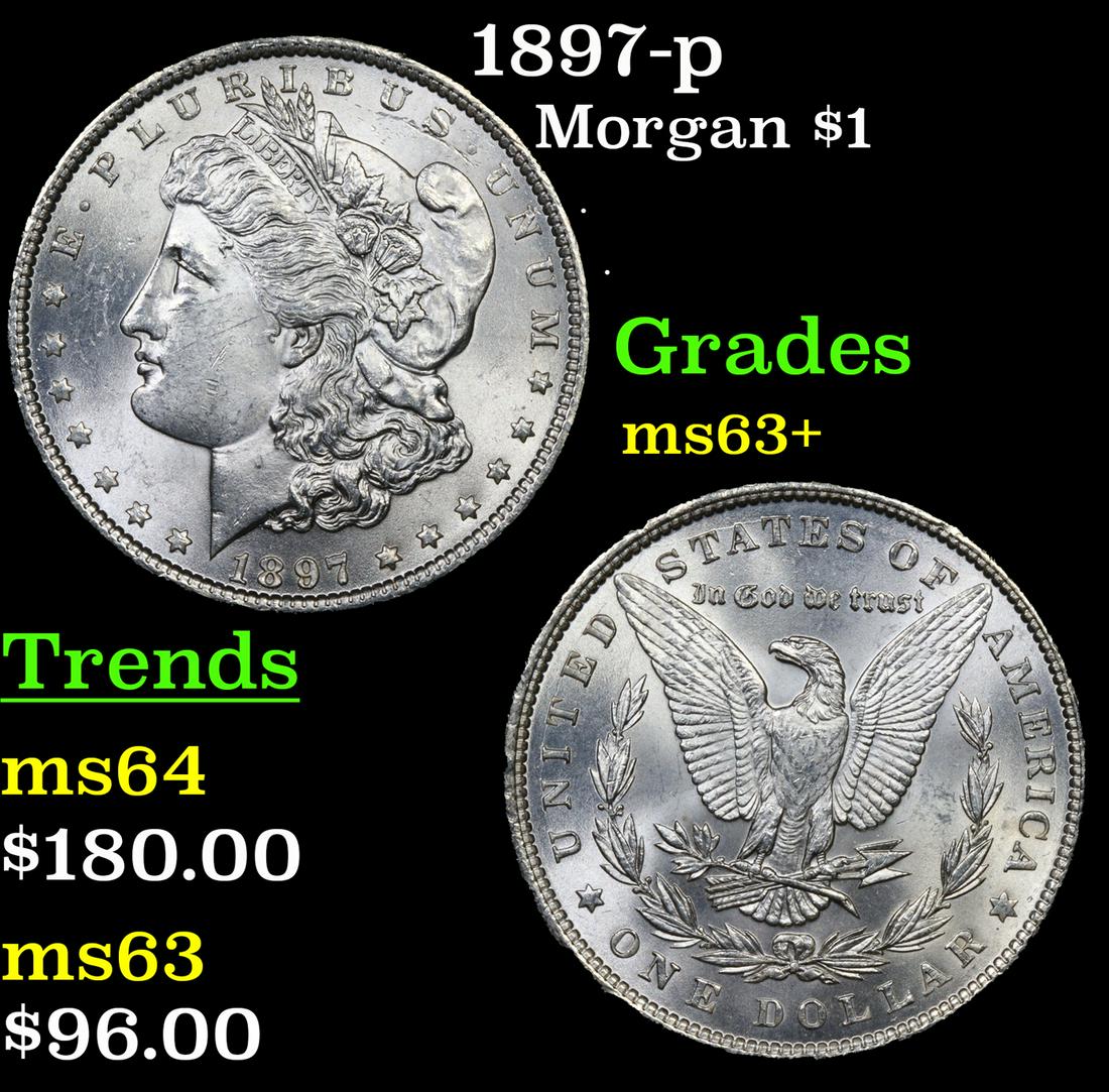 1897-p Morgan Dollar $1 Grades Select+ Unc (1 of 3)
