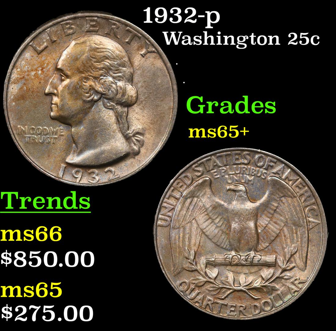 1932-p Washington Quarter 25c Grades GEM+ Unc (1 of 3)