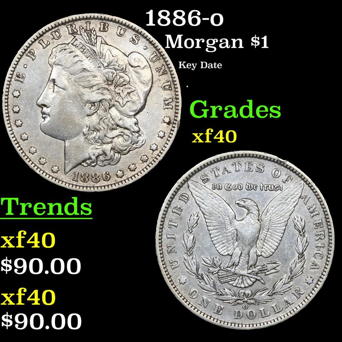 1886-o Morgan Dollar $1 Grades xf (1 of 3)