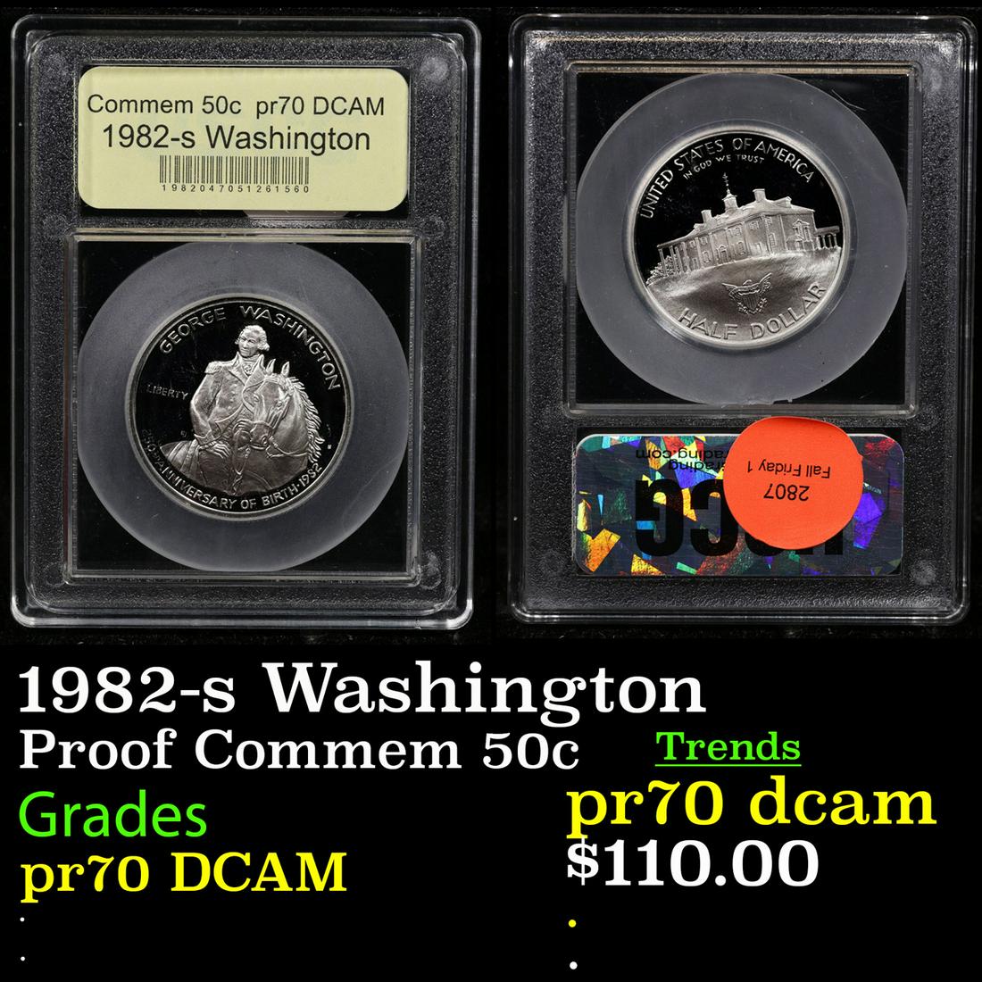 Proof 1982-s Washington Modern Commem Half Dollar 50c Graded GEM++ Proof Deep Cameo By USCG (1 of 3)