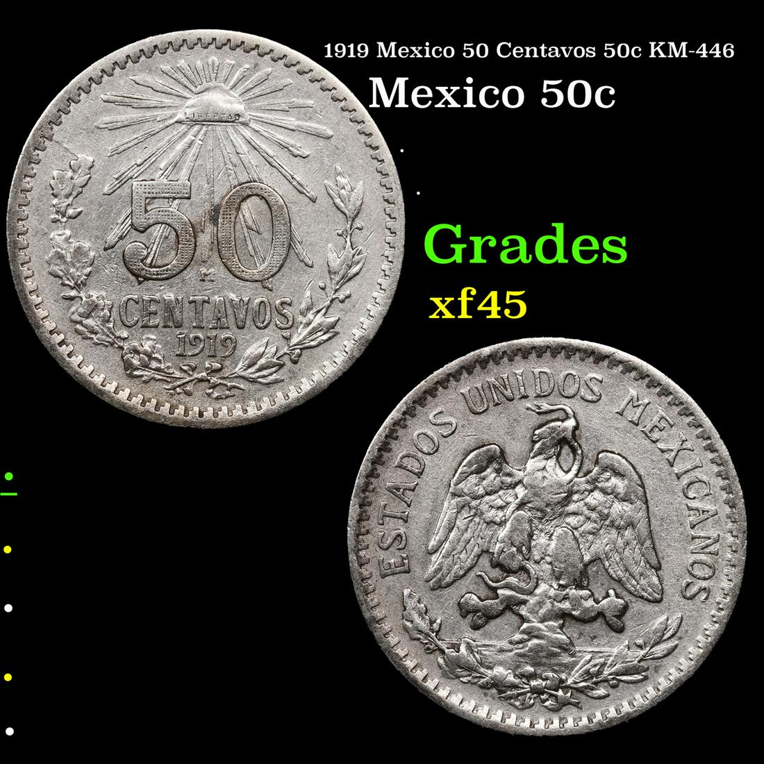1919 Mexico 50 Centavos 50c KM-446 Grades xf+ (1 of 3)