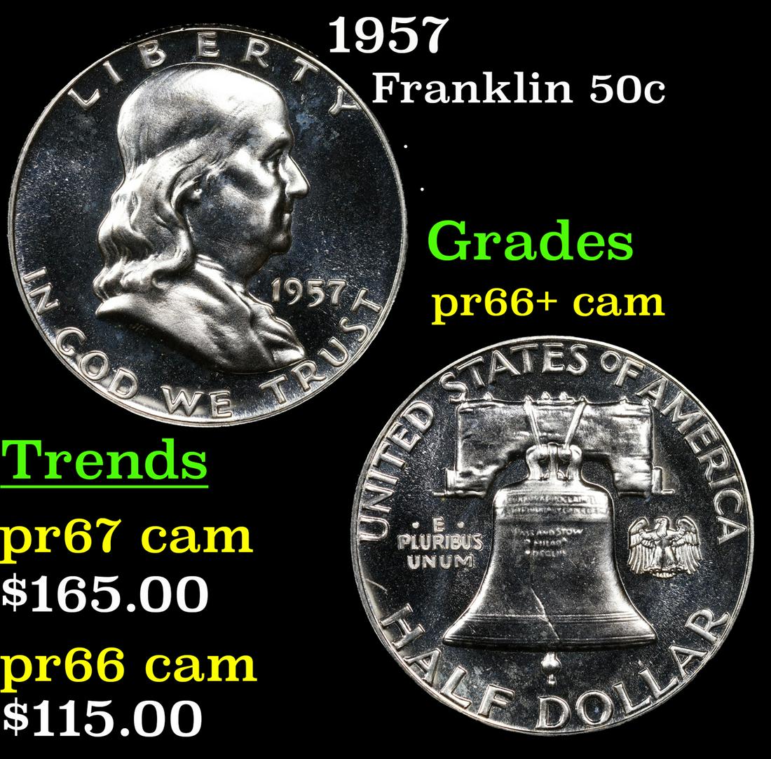 Proof 1957 Franklin Half Dollar 50c Grades GEM++ Proof Cameo (1 of 3)