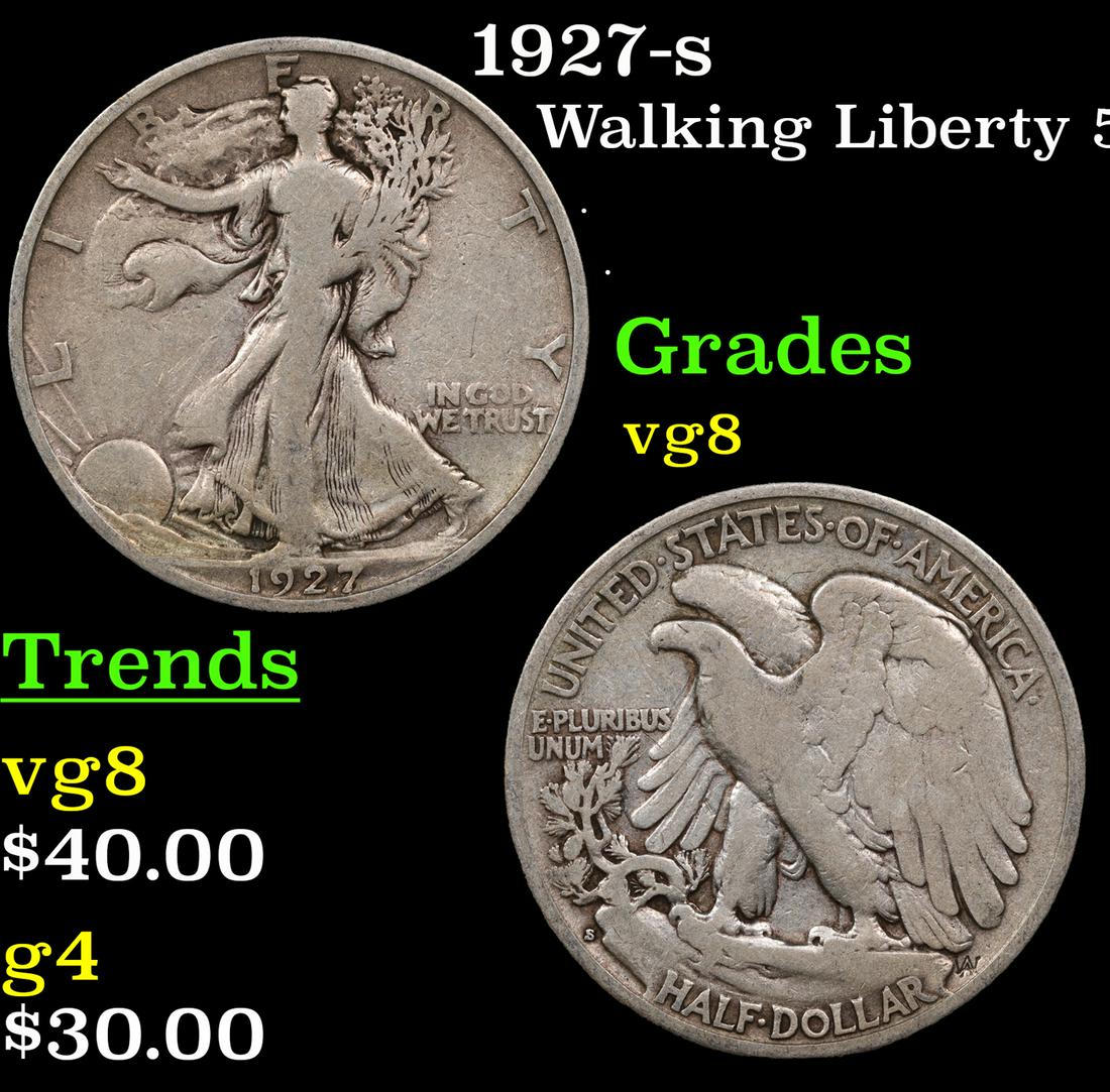 1927-s Walking Liberty Half Dollar 50c Grades vg, very good (1 of 3)