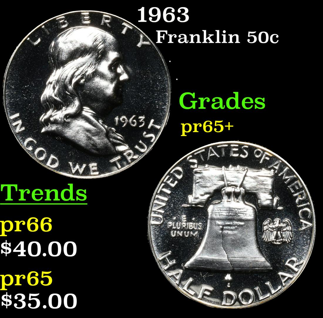 Proof 1963 Franklin Half Dollar 50c Grades GEM+ Proof (1 of 3)