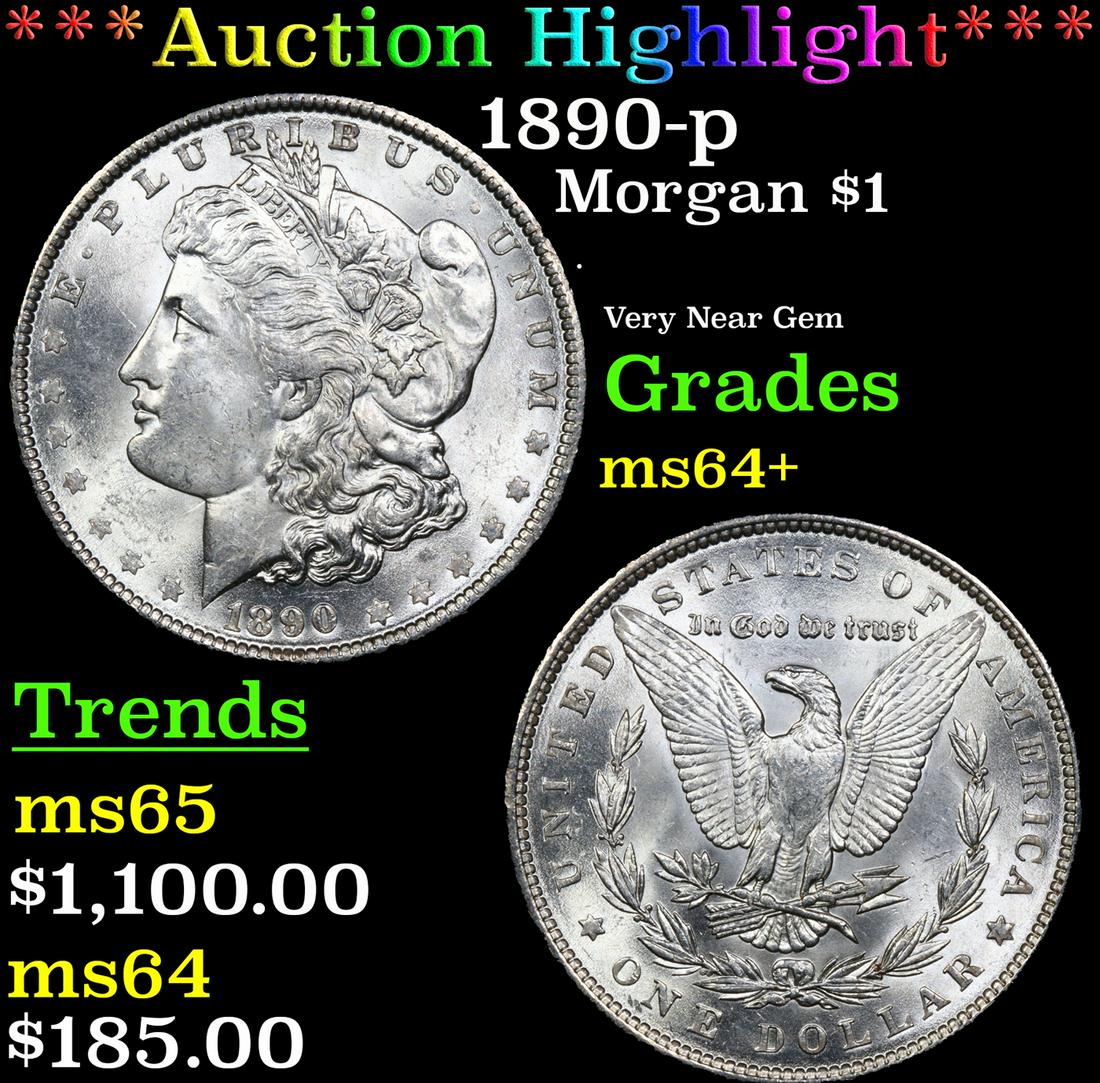 ***Auction Highlight*** 1890-p Morgan Dollar $1 Graded ms64+ By SEGS (fc) (1 of 5)