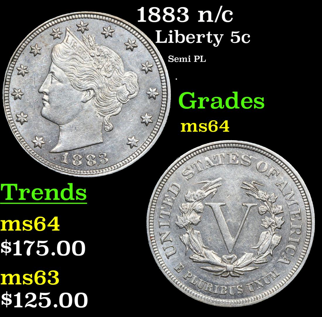 1883 n/c Liberty Nickel 5c Grades Choice Unc (1 of 3)