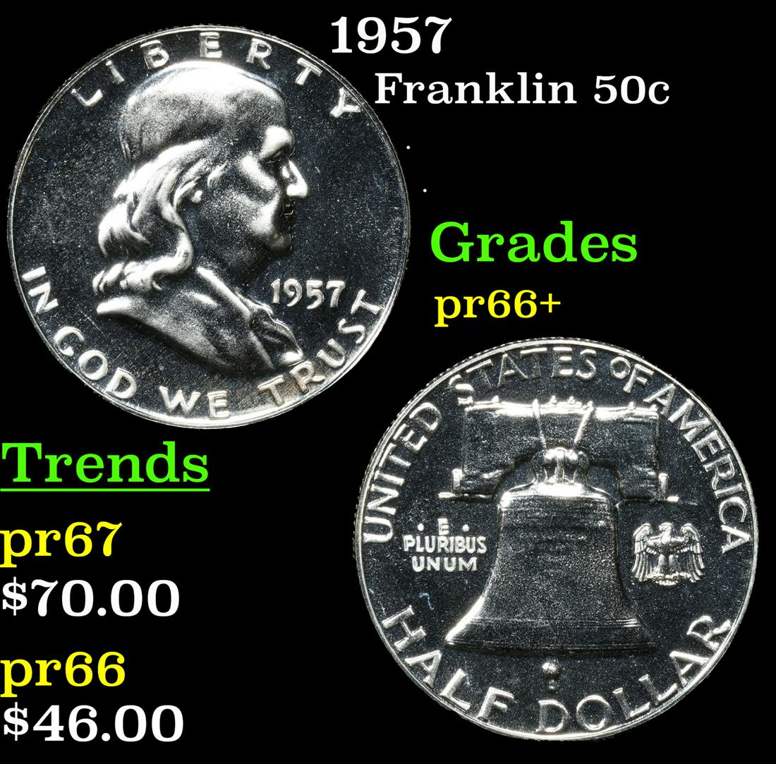Proof 1957 Franklin Half Dollar 50c Grades GEM++ Proof (1 of 3)