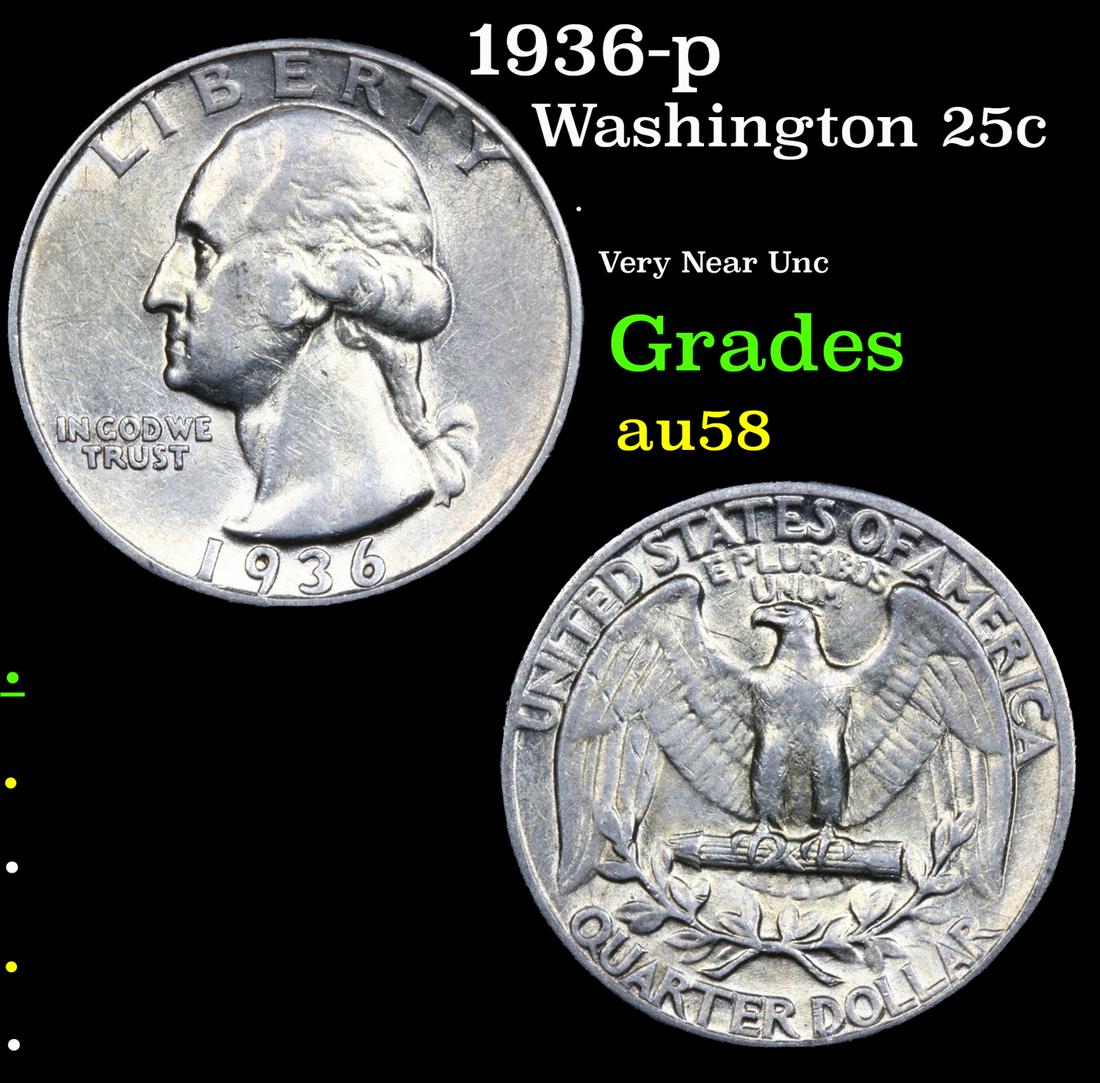 1936-p Washington Quarter 25c Grades Choice AU/BU Slider (1 of 3)