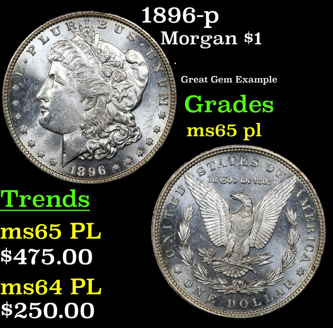 1896-p Morgan Dollar $1 Grades GEM Unc PL (1 of 7)
