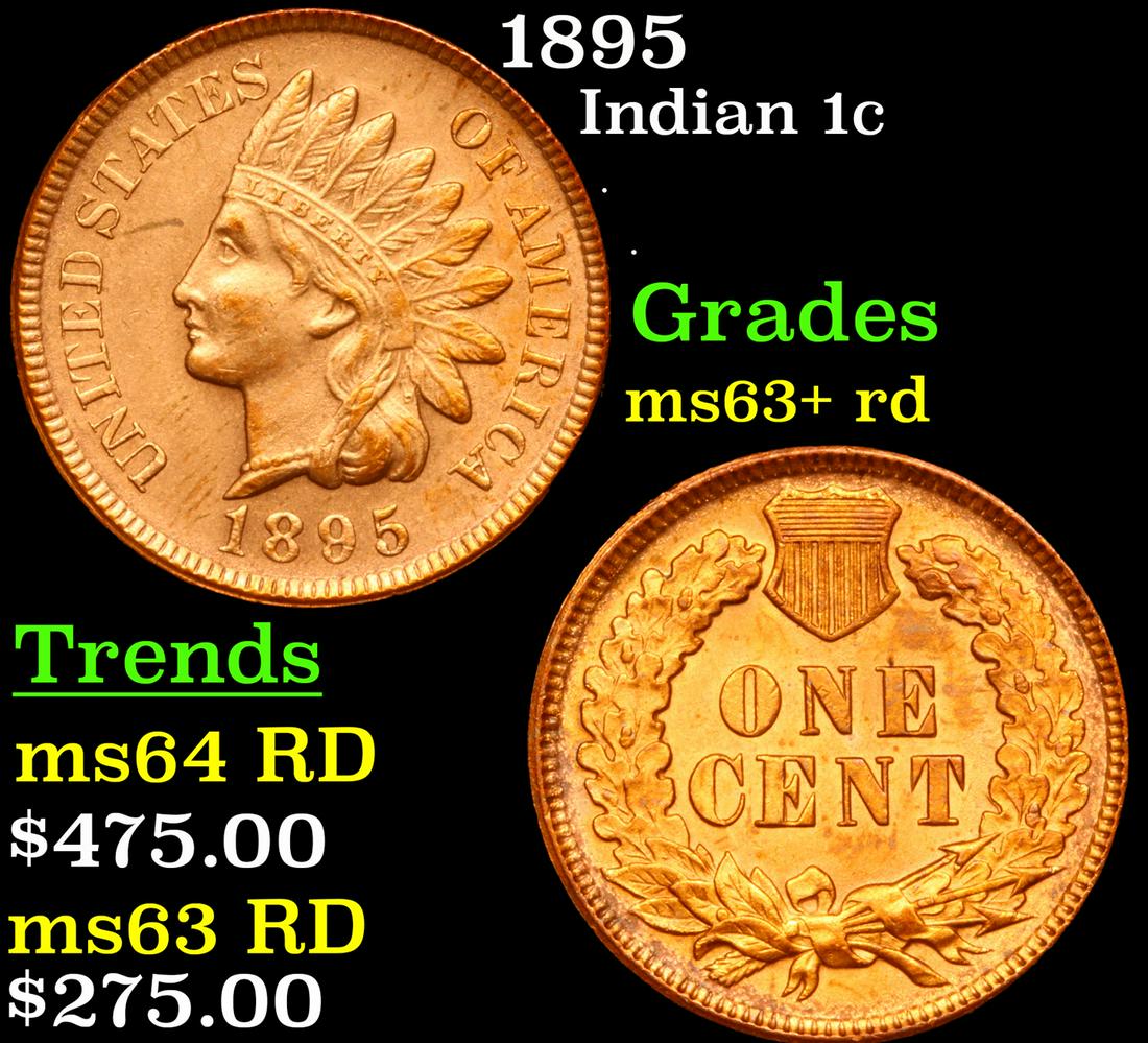 1895 Indian Cent 1c Graded ms63+ rd (1 of 3)