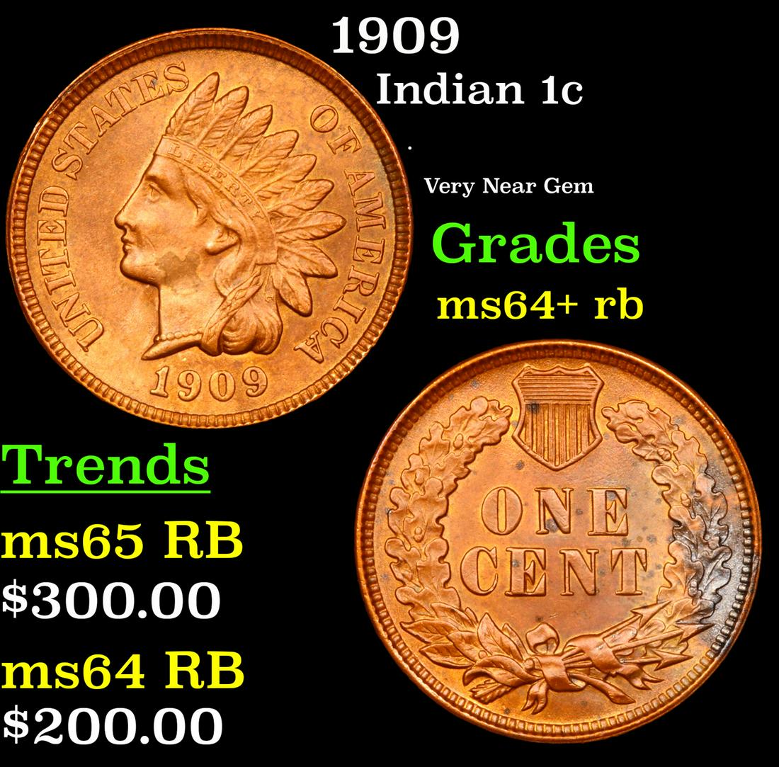 1909 Indian Cent 1c Grades Choice+ Unc RB (1 of 3)