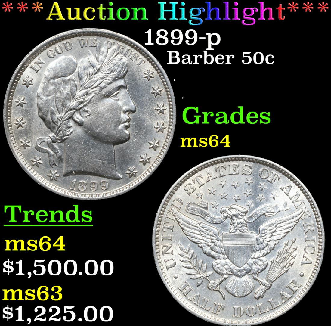 ***Auction Highlight*** 1899-p Barber Half Dollars 50c Graded Choice Unc By USCG (fc) (1 of 5)