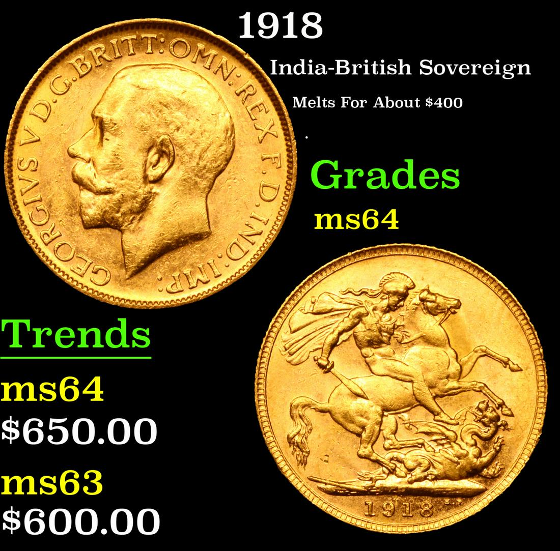 1918 India-British Gold Sovereign Grades Choice Unc (1 of 3)