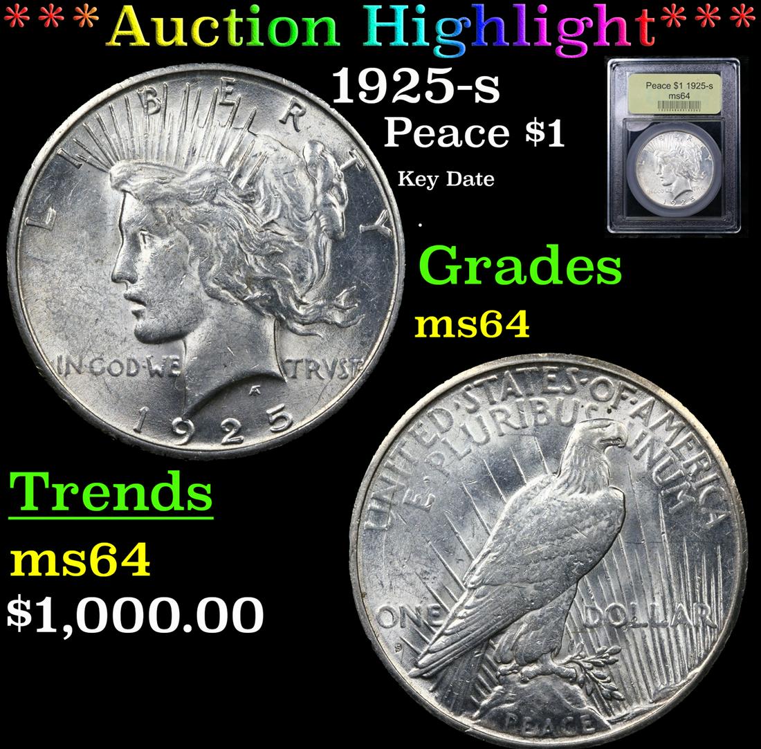 ***Auction Highlight*** 1925-s Peace Dollar $1 Graded Choice Unc By USCG (fc) (1 of 5)